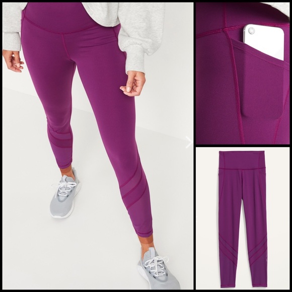 ON Black Elevate High-Rise Go-Dry Side-Pocket Mesh Compression 7/8 Ankle Legging - Picture 6 of 9